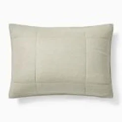 Open Box: European Flax Linen Box Stitch Sham, King - Celadon