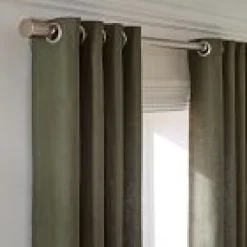Open Box: European Flax Linen Grommet Light Filtering Curtain (48"W x 108"L) - Dark Olive