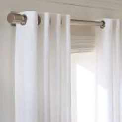 Open Box: European Flax Linen Grommet Light Filtering Curtain (48"W x 108"L) - White
