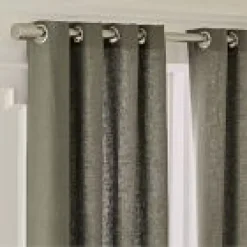 Open Box: European Flax Linen Grommet Light Filtering Curtain (48"W x 84"L) - Balsam Green