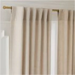 Open Box: European Flax Linen Light Filtering Curtain (108"W x 94"L) - Natural