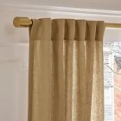 Open Box: European Flax Linen Light Filtering Curtain (48"W x 108"L) - Camel