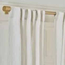 Open Box: European Flax Linen Light Filtering Curtain (48"W x 108"L) - Charcoal Pinstripe