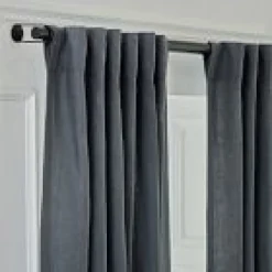 Open Box: European Flax Linen Light Filtering Curtain (48"W x 108"L) - Graphite
