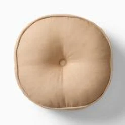 Open Box: European Flax Linen Round Pillow - Sandalwood