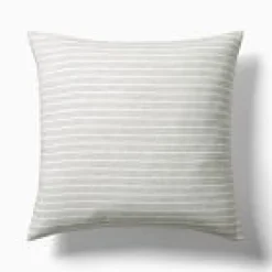 Open Box: European Flax Linen Sham, Euro - Charcoal Multistripe