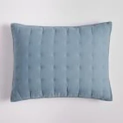 Open Box: European Flax Linen Tack Stitch Sham, King - Ocean