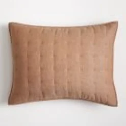 Open Box: European Linen Lofty Sham, King - Terracotta Melange