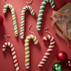 Open Box: Felt Candy Cane Ornaments (Set of 6) - Multi