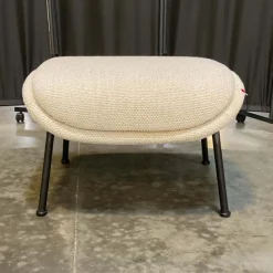 Open Box: Fillmore Mid-Century Ottoman - Yarn Dyed Boucle Alabaster, Matte Black