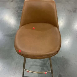 Open Box: Finley Leather Counter Stool (26") - Saddle Leather Nut, Champagne Bronze