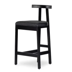 Open Box: Flint leather Bar Stool - Black