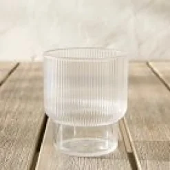 Open Box: Fluted Acrylic Short Drinking Glass Set, Set of 4 - Clear