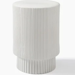 Open Box: Fluted Ceramic Indoor/Outdoor Side Table (16") - White