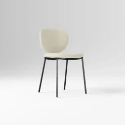 Open Box: Flynn Dining Chair - Vegan Leather Snow, Dark Bronze