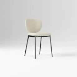 Open Box: Flynn Leather Dining Chair - Vegan Leather Snow, Dark Bronze