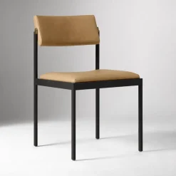 Open Box: Freeman Leather Pivot Dining Chair - Ludlow Leather Cumin, Textured Antique Bronze