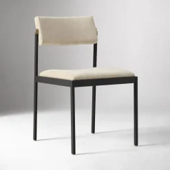 Open Box: Freeman Pivot Back Dining Chair - Performance Distressed Velvet Sand, Textured Antique Bronze