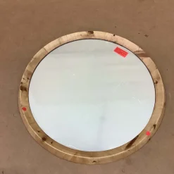 Open Box: Geo Burled Wood Round Wall Mirror (30") - Light Burled