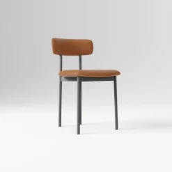 Open Box: Grier Leather Dining Chair - Ludlow Leather Sesame, Textured Antique Bronze