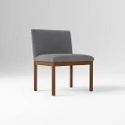 Open Box: Hargrove Armless Single Banquette - Performance Coastal Linen Pewter, Cool Walnut