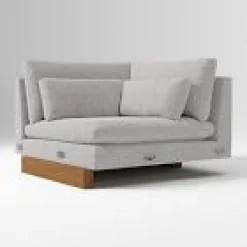 Open Box: Harmony Extra Deep Corner - Performance Chenille Tweed Storm Gray, Dark Walnut