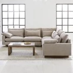 Open Box: Harmony Left Arm Bumper Chaise - Performance Velvet Silver, Walnut