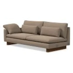 Open Box: Harmony Left-Arm 3-Seater Sofa - Performance Velvet, Mocha, Dark Walnut