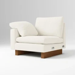 Open Box: Harmony Petite Left-Arm Chair - Performance Distressed Velvet Pewter, Dark Walnut