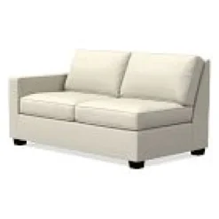 Open Box: Henry Left Arm Loveseat - Performance Basketweave Alabaster, Chocolate