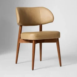 Open Box: Hyde Dining Chair - Ludlow Leather Cumin, Cool Walnut