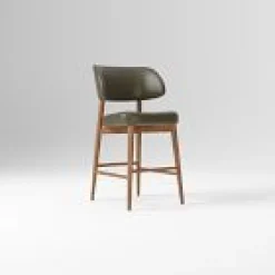 Open Box: Hyde Leather Counter Stool (26") - Saddle Leather Slate, Cool Walnut
