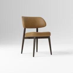 Open Box: Hyde Leather Dining Chair - Ludlow Leather Sesame, Smoked Oak