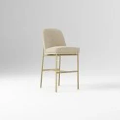 Open Box: Jack Metal Frame Counter Stool (26") - Performance Yarn Dyed Linen Weave Sand, Champagne Bronze