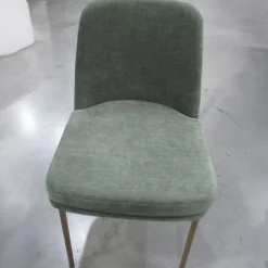 Open Box: Jack Metal Frame Dining Chair - Performance Distressed Velvet Green Spruce, Champagne Bronze