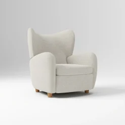 Open Box: Jodie Wing Recliner - Performance Distressed Velvet Frost Gray, Almond
