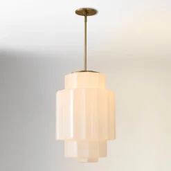 Open Box: Jules Pendant, Large - Milk Glass, Champagne Bronze