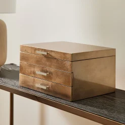 Open Box: Mid-Century Jewelry Box, Grand (7.25"H) - Champagne Lacquer