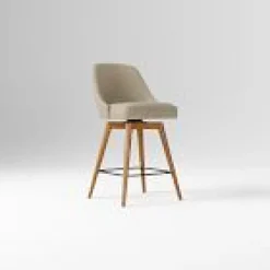 Open Box: Mid-Century Leather Swivel Counter Stool (26.6") - Nubuck Leather Beige, Acorn