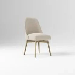 Open Box: Mid-Century Swivel Office Chair - Performance Velvet Sand, Blackened Brass
