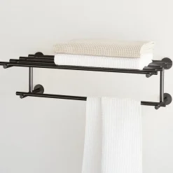 Open Box: Modern Overhang Bathroom Rail Shelf - Matte Black