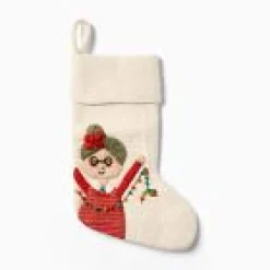 Open Box: Mrs. Claus Felt Stocking, Version II - White
