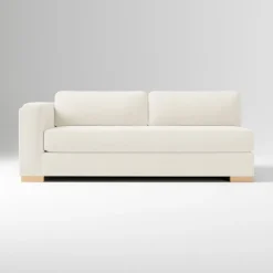 Open Box: Nassau Extra Deep Sectional, Left Arm 2-Seat Sofa Bench - Performance Yarn Dyed Linen Weave Alabaster