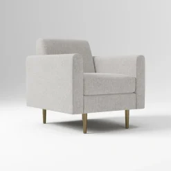 Open Box: Olive Chair, Standard Back, Mailbox Arm - Performance Coastal Linen Storm Gray