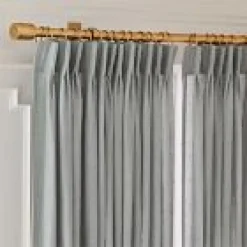 Open Box: Pleated European Flax Linen Light Filtering Curtain (48"W x 108"L) - Chambray Melange