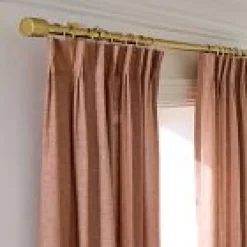 Open Box: Pleated European Flax Linen Light Filtering Curtain (48"W x 108"L) - Terracotta Melange