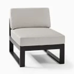 Open Box: Portside Aluminum Outdoor Armless Single - Marled Weave Pearl Gray, Dark Bronze