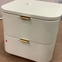 Open Box: Shea High-Gloss Enameled Lacquer Nightstand (20") - Ivory, Antique Brass
