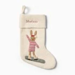 Open Box: Skating Bunny Stocking - White