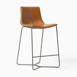 Open Box: Slope Bar Stool (30") - Vegan Leather Saddle, Charcoal